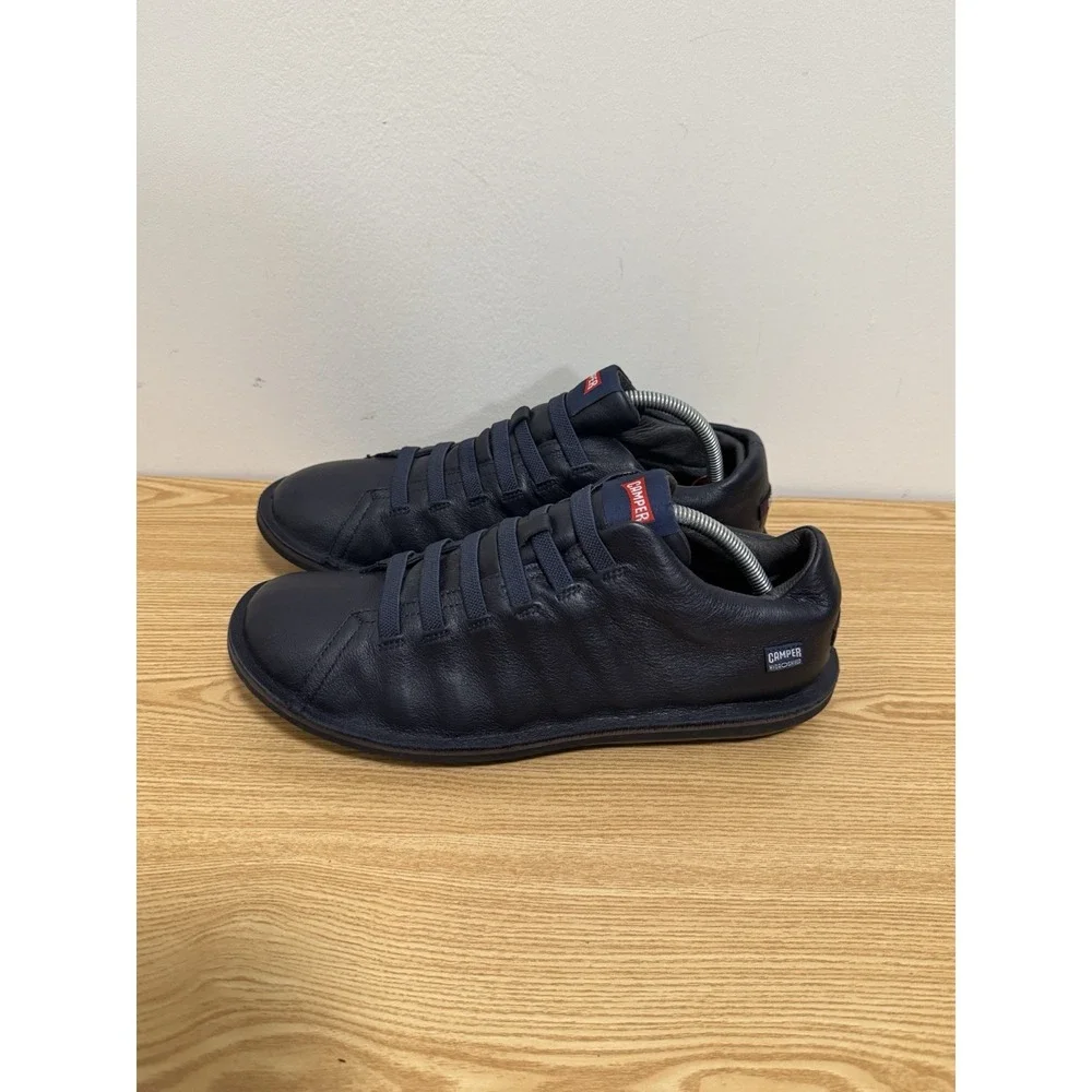 Camper Beetle Leather Derby Shoes Sneakers Mens Size 43 EU Navy Blue Slip On